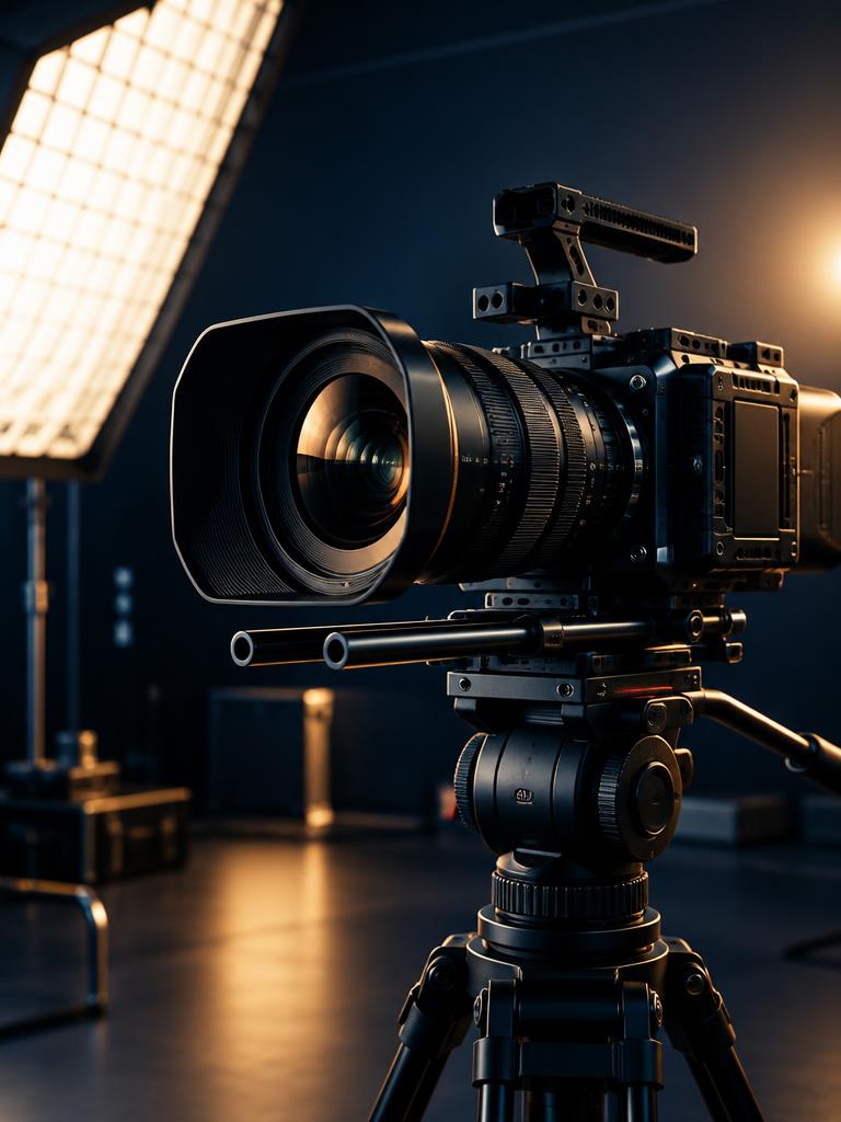 Professional cinema camera in a content production studio